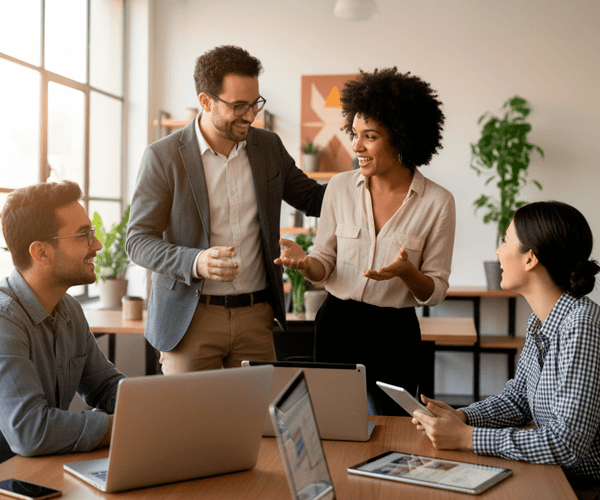 Equipe vnx.app trabalhando em ferramentas de marketing digital